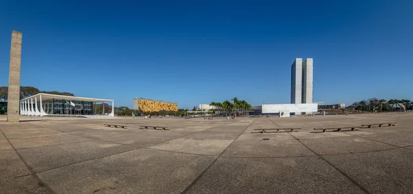 Panoramiczny widok na trzy Powers Plaza (praca DOS Tres Poderes)-Brasilia, Distrito Federal, Brazil — Zdjęcie stockowe