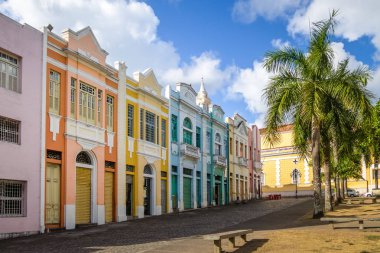 Colorful houses of Antenor Navarro Square at historic Center of Joao Pessoa - Joao Pessoa, Paraiba, Brazil clipart