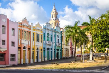 Colorful houses of Antenor Navarro Square at historic Center of Joao Pessoa - Joao Pessoa, Paraiba, Brazil clipart