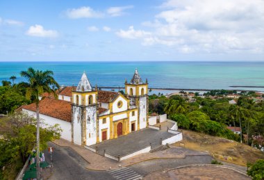 Olinda ve Recife Skyline - Olinda, Pernambuco, Brezilya havadan görünümü