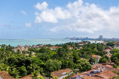 Olinda ve Recife Skyline - Olinda, Pernambuco, Brezilya havadan görünümü