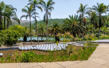 BRUMADINHO, BRAZIL - Oct 14, 2015: Narcissus Garden by Yayoi Kusama at Inhotim Public Contemporary Art Museum - Brumadinho, Minas Gerais, Brazil