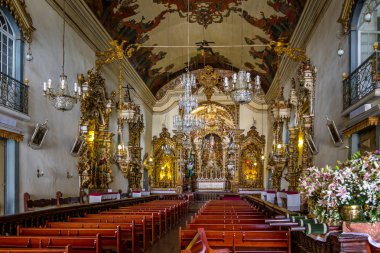 SAO JOAO DEL REI, BRAZIL - Oct 16, 2015 : Interior of Catedral Basilica Nossa Senhora do Pilar (Cathedral Basilica of Our Lady of the Pillar) - Sao Joao Del Rei, Minas Gerais, Brazil