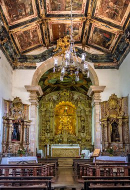 TIRADENTES, BRAZIL - Oct 17, 2015 : Interior of Nossa Senhora do Rosario Church - Tiradentes, Minas Gerais, Brazil
