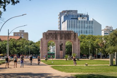 Porto Alegre, Brazil - Jan 19, 2018: Expedicionario monument Arches at Farroupilha Park or Redencao Park - Porto Alegre, Rio Grande do Sul, Brazil clipart