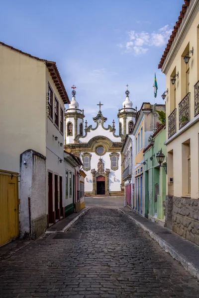 Вид Улицу Sao Joao Del Rei Церковью Nossa Senhora Carmo — стоковое фото