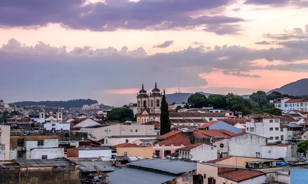 Vista Aérea Sao Joao Del Rei Atardecer Sao Joao Del — Foto de Stock