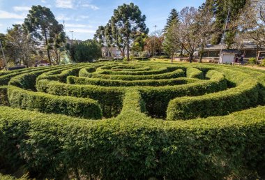 Yeşil Labirent Hedge Labirent (Labirinto Verde) Main Square at - Nova Petropolis, Rio Grande do Sul, Brezilya