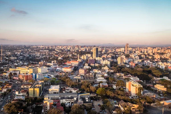 Günbatımı Curitiba Parana Brezilya Curitiba Şehrin Havadan Görünümü — Stok fotoğraf