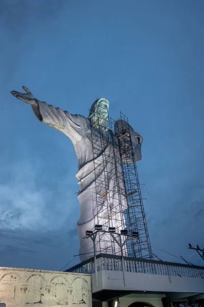 Balneario Camboriu Brasil Agosto 2017 Estatua Iluminada Cristo Complejo Cristo —  Fotos de Stock