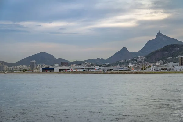 Pohled Panorama Rio Janeiro Zátoky Guanabara Horou Corcovado Mountain Rio — Stock fotografie