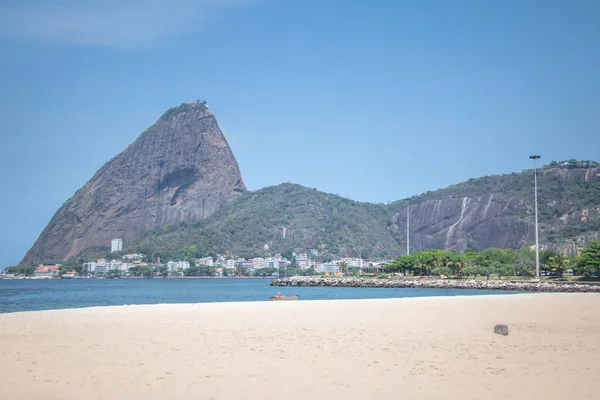 Aterro Plaży Flamengo Górę Zwaną Głową Cukru Rio Janeiro Brazylia — Zdjęcie stockowe