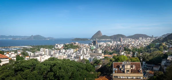 Panoráma Légi Kilátás Belvárosi Rio Janeiro Val Sugar Loaf Hegy — Stock Fotó