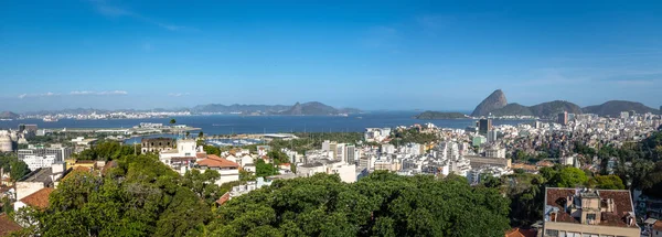 Panoramatický Pohled Centrum Rio Janeiro Horou Cukrového Chleba Pozadí Rio — Stock fotografie