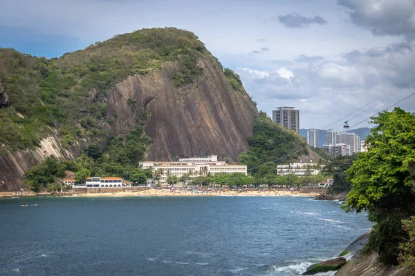 Vista Aérea Playa Praia Vermelha Desde Montaña Urca Río Janeiro — Foto de Stock