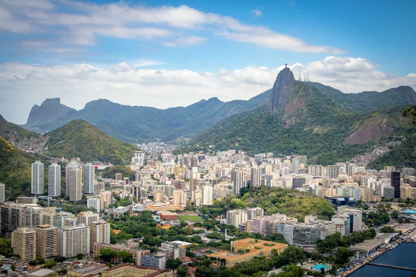 Vista Aérea Del Horizonte Río Janeiro Con Montaña Corcovado Río — Foto de Stock