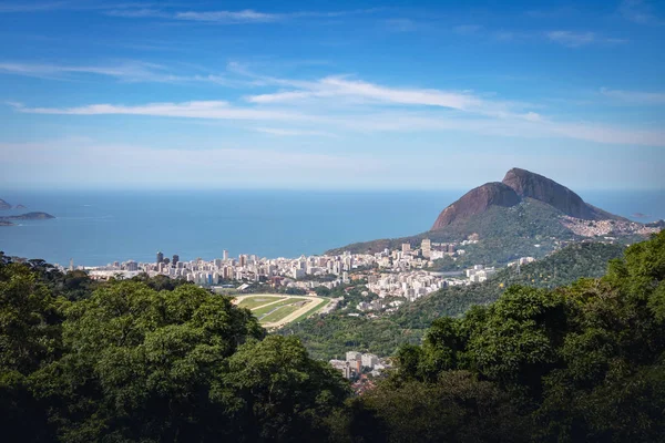 Légi Felvétel Rio Janeiro Két Testvér Domb Morro Dois Irmaos — Stock Fotó