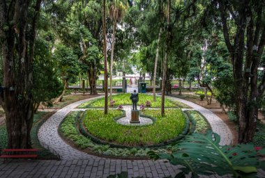 Petropolis, Brezilya - 9 Kasım 2017: Brezilya Monarşisi Eski Kış Sarayı İmparatorluk Müzesi avlusunda Dom Pedro Ii heykeli - Petropolis, Rio de Janeiro, Brezilya