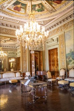 Rio de Janeiro, Brezilya - 24 Ekim 2017: Catete Sarayı şimdi eski Başkanlık Sarayı'nda Venedik Oda evler Cumhuriyet Müzesi - Rio de Janeiro, Brezilya