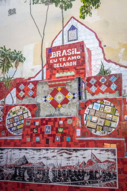 Rio de Janeiro, Brezilya - 24 Ekim 2017: Escadaria Selaron Steps - Rio de Janeiro, Brezilya