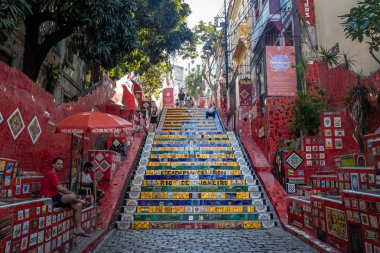 Rio de Janeiro, Brezilya - 24 Ekim 2017: Escadaria Selaron Steps - Rio de Janeiro, Brezilya