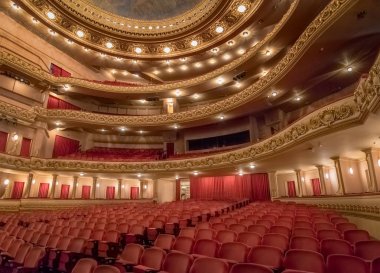 Rio de Janeiro, Brazil - Oct 26, 2017: Main stage at Rio de Janeiro Municipal Theatre interior - Rio de Janeiro, Brazil clipart