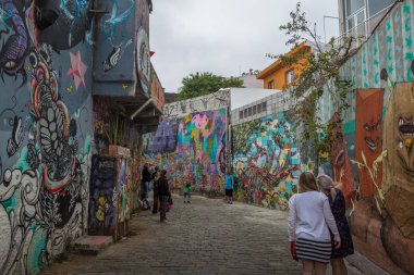 Sao Paulo, Brazil - Sep 27, 2017: Beco do Batman (Batman Alley) in Vila Madalena - Sao Paulo, Brazil