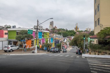 Sao Paulo, Brezilya - 27 Şubat 2017 Vila Madalena Mahalle Sokağı - Sao Paulo, Brezilya