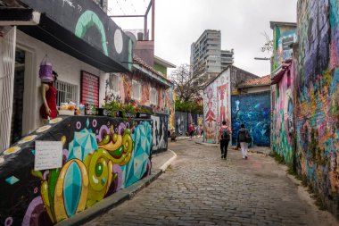 Sao Paulo, Brazil - Sep 27, 2017: Beco do Batman (Batman Alley) in Vila Madalena - Sao Paulo, Brazil