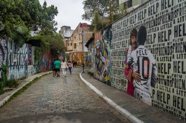 Sao Paulo, Brazil - Sep 27, 2017: Beco do Batman (Batman Alley) in Vila Madalena - Sao Paulo, Brazil