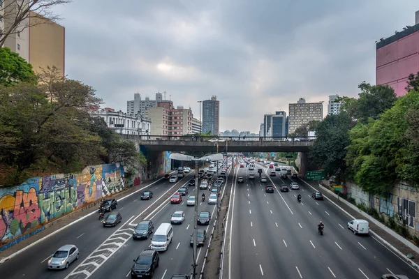 Sao Paulo Brasil Septiembre 2017 Gran Avenida Que Cruza Avenida — Foto de Stock