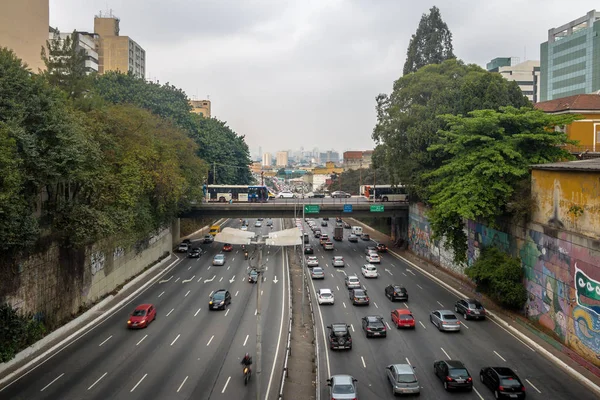 Sao Paulo Brasil Septiembre 2017 Gran Avenida Que Cruza Avenida —  Fotos de Stock