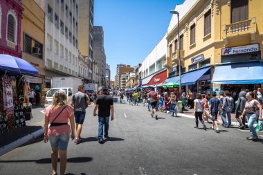 Sao Paulo, Brezilya - 13 Kasım 2017 de Marco Caddesi, Sao Paulo şehir merkezindeki popüler alışveriş caddesi - Sao Paulo, Brezilya
