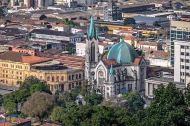 Havadan görünümü Santos Katedrali - Santos, Sao Paulo, Brezilya