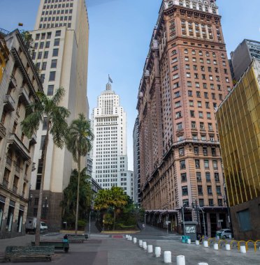 Sao Paulo şehir merkezinde yaşlı Banespa (Altino Arantes) ve Martinelli Binaları - Sao Paulo, Brezilya