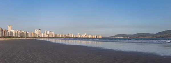 Strand Und Skyline Von Santos Santos Sao Paulo Brasilien — Stockfoto