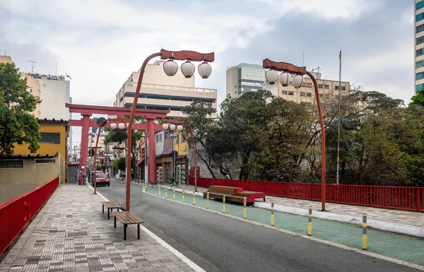 Torii Ворота Liberdade Авеню Liberdade Японський Околиці Сан Паулу Бразилія — стокове фото