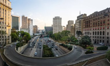 Viaduto görünümünden görünümünden 23 de Maio Avenue yapmak Cha (çay viyadük) - Sao Paulo, Brezilya