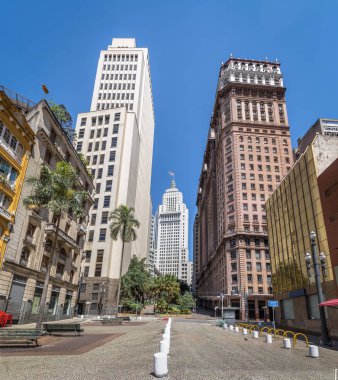 Sao Paulo şehir merkezinde yaşlı Banespa (Altino Arantes) ve Martinelli Binaları - Sao Paulo, Brezilya