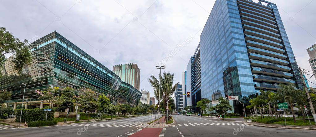 Panoramic view of Buildings at Faria Lima Avenue in Sao Paulo financial district - Sao Paulo, Brazil