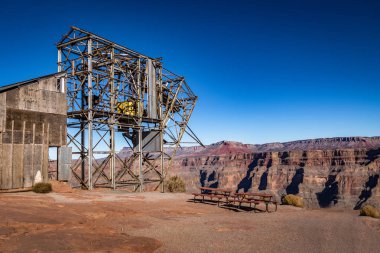 Kablo hava tramvay hattı benim noktada Guano - büyük kanyon Batı RIM, Arizona, ABD terk