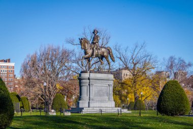 Boston, Amerika Birleşik Devletleri - 01 Aralık 2016: George Washington heykeli Bo