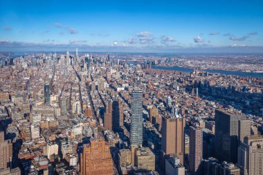 Manzarası ile gökdelenler - New York, Manhattan'ın havadan görünümü bize