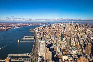 Gökdelenler ve Hudson RIV Manhattan Skyline havadan görünümü