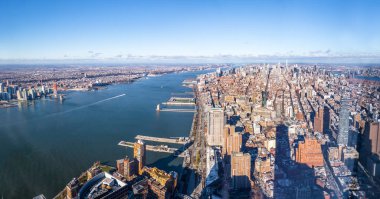 Gökdelenler ve Hudson RIV Manhattan Skyline havadan görünümü