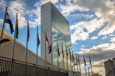NEW YORK, USA - December 08, 2016: United Nations Headquarters - clipart