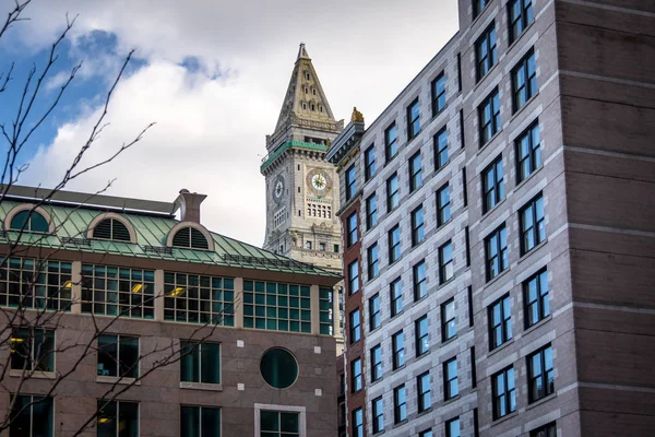 Boston Byggnader Och Custom House Clock Tower Boston Massachu — Stockfoto