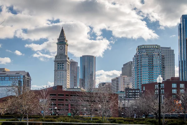 Boston Skyline Custom House Clock Tower Boston Massachuse — Foto de Stock