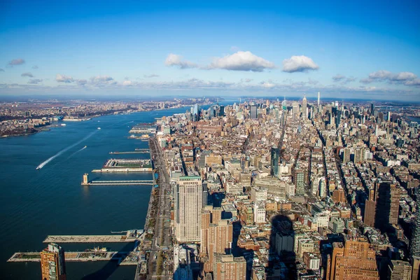 Вид Высоты Птичьего Полета Манхэттен Небоскребами Гудзон Рив — стоковое фото