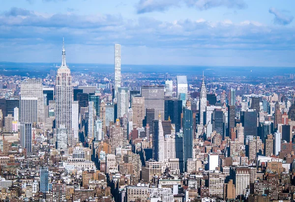 Skyline Légifelvételek Manhattan Felhőkarcoló New York — Stock Fotó